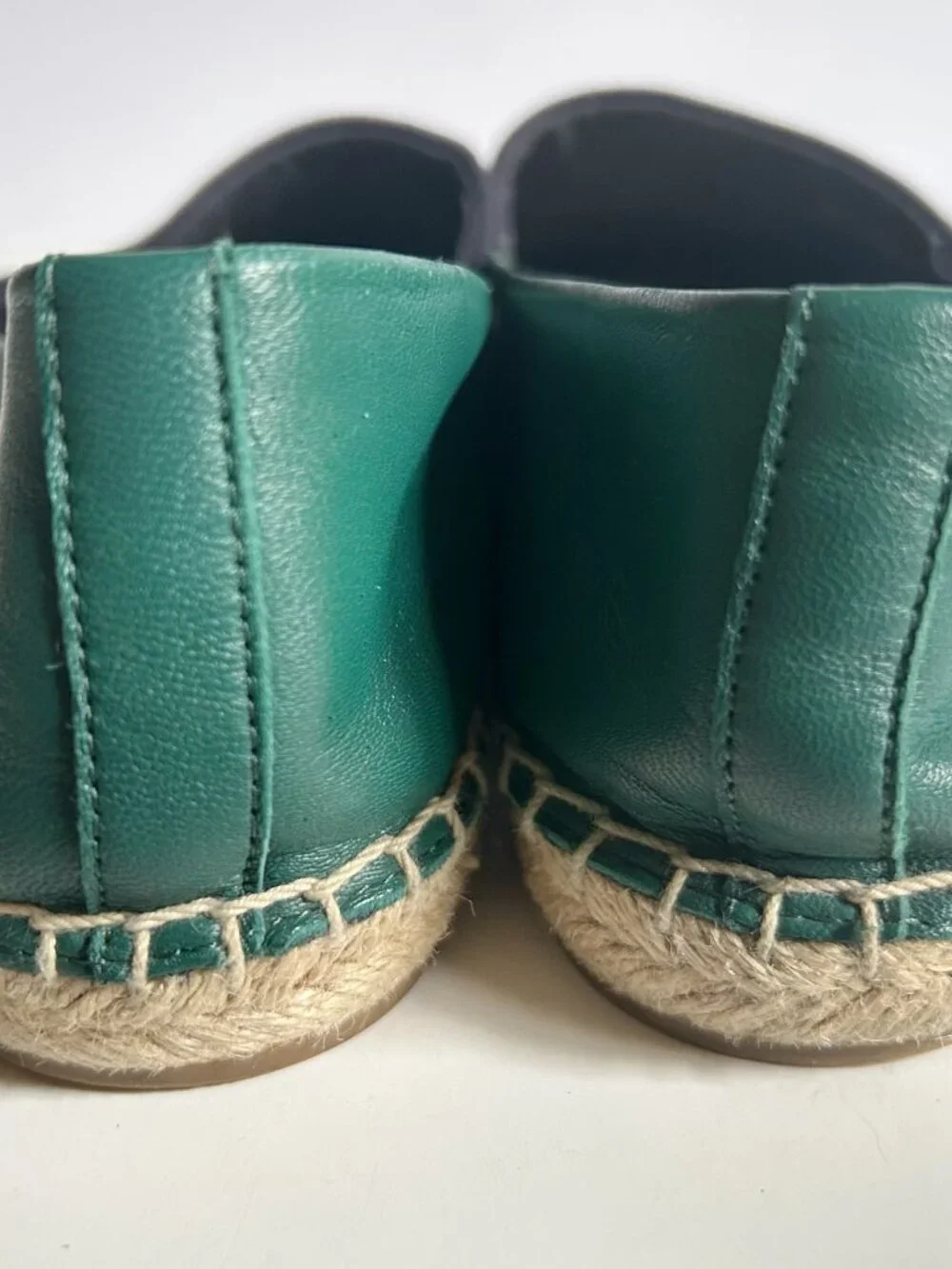 Tory Burch Navy Canvas Espadrilles with Green Logo